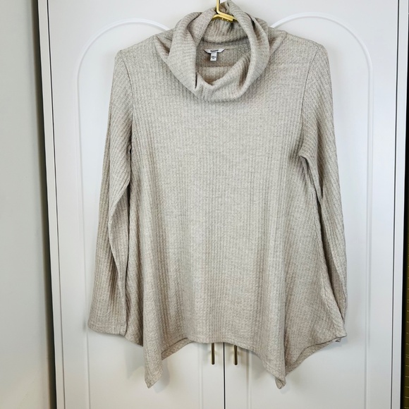 Sonoma Women's Cowl neck Waffle Weave Top - Cream - Picture 1 of 8